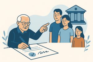 תמונה המתארת משפחה, במסגרתה נותן הממנה הוראות למיופי כוח שלו