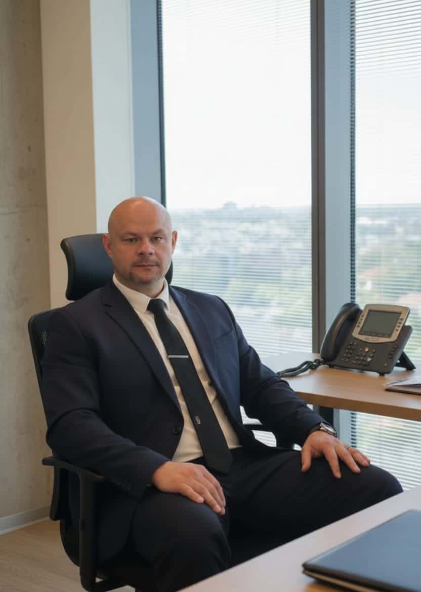 תמונתו של עורך דין יגאל וסיליאב, לבוש בחליפה שחורה ועניבה - מדי משפט, ישוב ליד שולחן